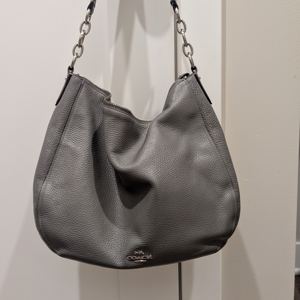 Coach Gray Leather Shoulder Bag